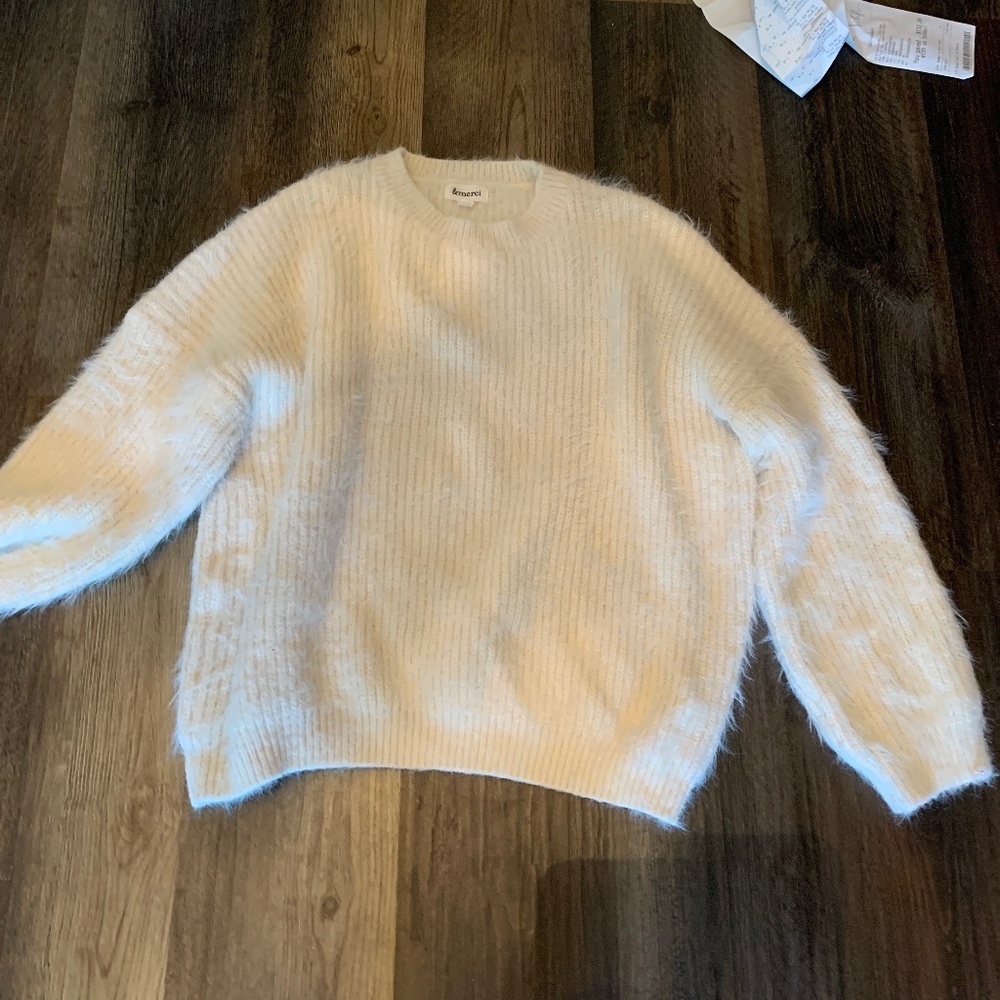 & Merci for Anthropologie fuzzy‎ cream sweater. Worn twice. 200 retail
